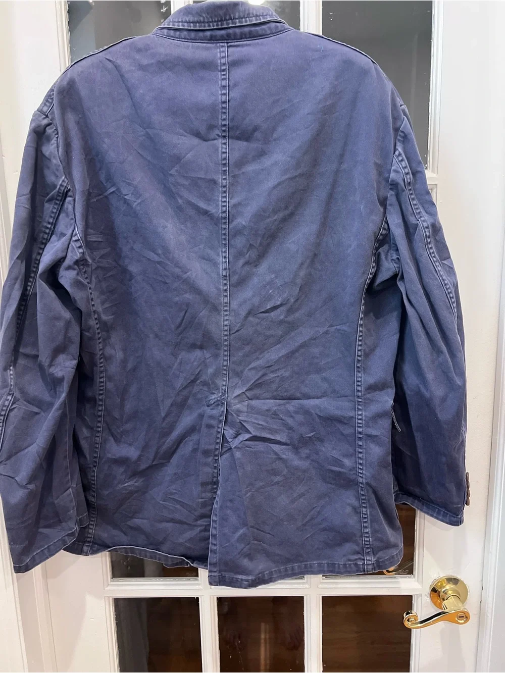 Vintage Polo Ralph Lauren Navy Cotton Crest Blazer Jacket Made USA Size L